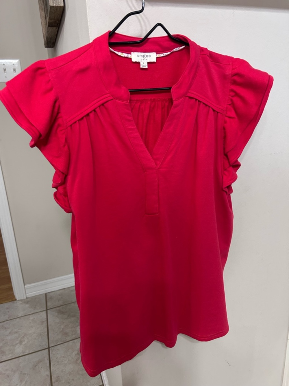 Umgee V-Neck Flutter Sleeve Blouse